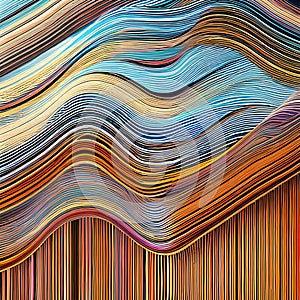 An abstract representation of soundwaves, pulsating and intertwining in a vibrant spectrum1, Generative AI