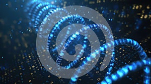 DNA Helix with Binary Code Background Represents Genetics and Future Technology Research