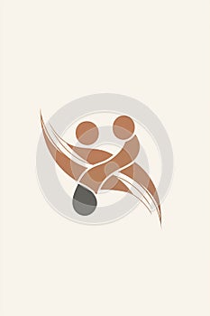 Abstract representation of two figures embracing, showcasing unity and connection. photo