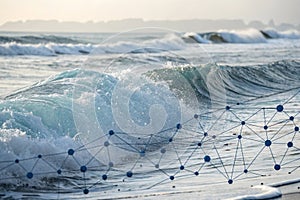 Wave of dots and weave lines abstract background