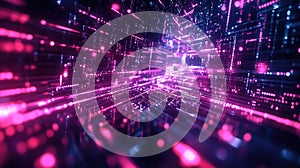 Digital network stream visualizing data flow in cyberspace