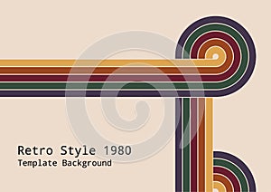 Abstract retro 1980 design of colorful lines stripe artwork simple template. Overlapping for minimal background.