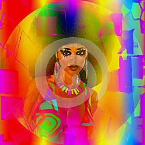 Abstract, retro digital art image of afro disco dancer