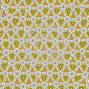 Abstract retro distorted yellow orange triangular shapes pattern