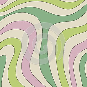 Abstract Retro Green Pink 70s Trippy Wavy Liquid Swirl Stripe Pattern