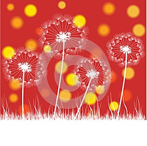 Abstract retro illustration with dandelions