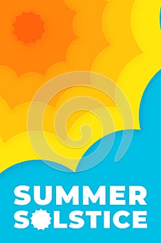 Abstract retro minimal summer solstice poster. Bright sun equinox holiday vintage print. Trendy minimalist placard