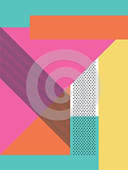 Abstract retro 80s background with geometric shapes and pattern. Material design wallpaper.