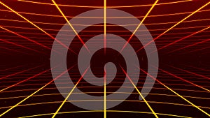 Abstract retro synthwave grid loop animation background 3d render. Looping grid motion design with particles moving away