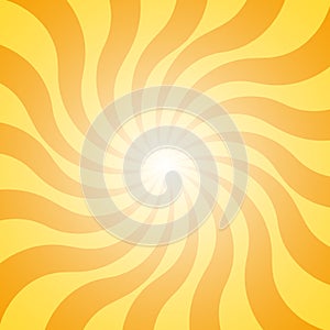 Abstract retro yellow background with sun ray. Summer vector illustration