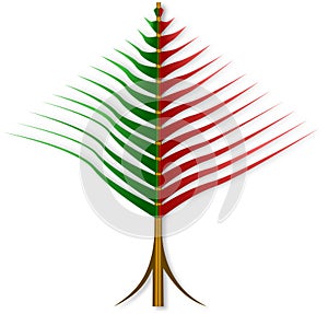 Abstract reversed Christmas tree from red and green strips