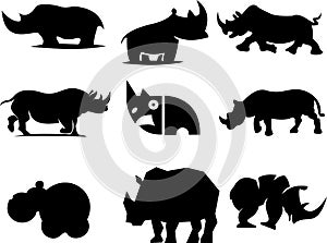Abstract rhinos silhouette logo