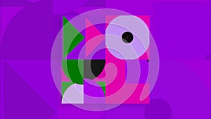 Abstract rhythmically moving geometric flat figures. Motion. Concept of children school education through bright shapes.