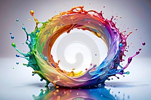 Abstract Vibrant Ring of Splashes in Motion