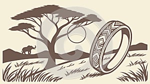 Abstract Ring Object in a Sunny Savannah, vector design Generative AI