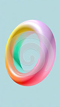 Colorful abstract ring shape with gradient effect on light blue background