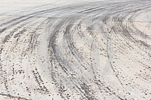 Abstract road background with tracks of tires