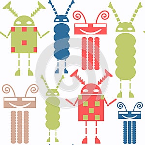 Abstract robots seamless pattern. Colorful background for surface design