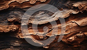Abstract rock formation, eroded cliff, nature beauty in striped patterns generated by AI