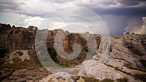 Abstract Rock formation in Isalo national park at sunset, Madagascar