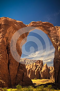 Abstract Rock formation at plateau Ennedi aka Aloba arch in Chad