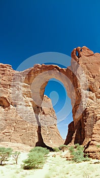 Abstract Rock formation at plateau Ennedi aka Aloba arch in Chad