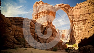 Abstract Rock formation at plateau Ennedi aka Aloba arch in Chad