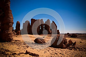 Abstract Rock formation at plateau Ennedi aka stone forest in Chad