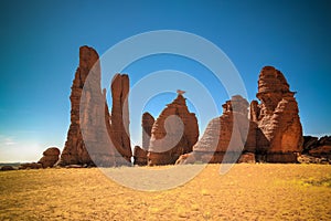 Abstract Rock formation at plateau Ennedi aka stone forest in Chad photo