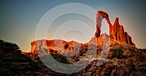 Abstract Rock formation at plateau Ennedi aka window arch in Chad