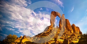 Abstract Rock formation at plateau Ennedi aka window arch in Chad