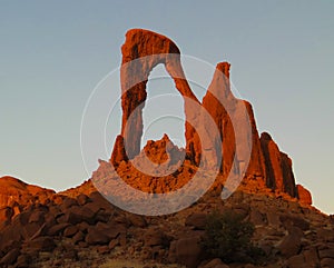 Abstract Rock formation at plateau Ennedi aka window arch in Chad