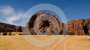 Abstract Rock formation at plateau Ennedi near Aloba arch in Chad