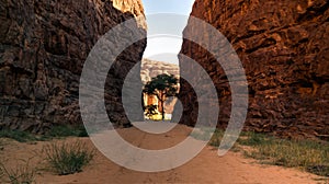 Abstract Rock formation at plateau Ennedi in Terkei valley in Chad