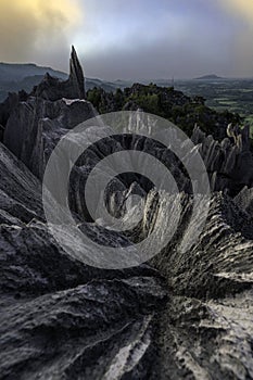 Abstract rock on the mountain at the sunset time, the most famous mountain in Thailand