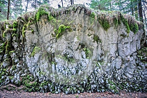 Abstract rock structure near saut du doubs waterfall