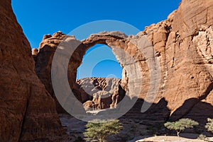 Abstract rocks formation d`Aloba arch at plateau Ennedi, in Sahara desert, Chad, Africa