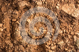 Abstract of rocky mountain earth, yellow or red soil side view, background texture