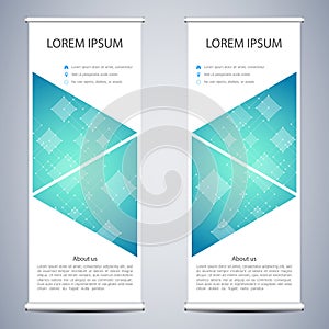 Abstract Roll up banner for presentation and publication. Science, technology and business templates. Square linear