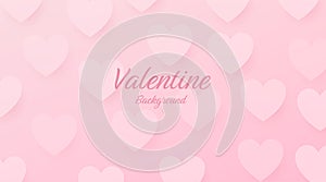 Abstract romantic background with pink hearts shapes in retro style. Pastel colored simple shapes graphic pattern in minimal style
