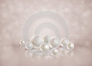 Abstract romantic bokeh background with scattered pearls.