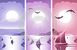 Abstract romantic sunset banner