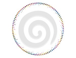 abstract Ronud circle flower design, a blue pink with a dotted pink flower swirl logo, a circular dot pattern