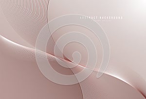 Abstract rose gold background. Shiny metallic wave stripes line element. Modern luxury template design. Glowing wavy lines. Suit