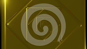 Abstract rotating gold cubes geometric background with shine light. Animation looped