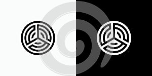 Abstract rotating propeller circle line vector logo design