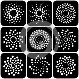 Abstract rotation circular circle dots icons