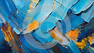 Abstract rough blue painting texture, oil brush stroke. Multicolored art