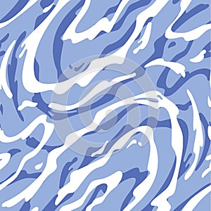 Abstract Rough Blue Water Waves Seamless Pattern. Illustration of Ocean, Sea, River, Lake or Swimming Pool Clear Water