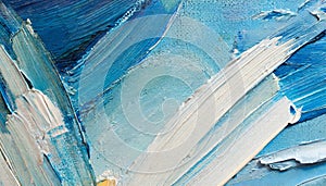 Abstract rough blue-white painting texture, oil brush stroke. Multicolored art